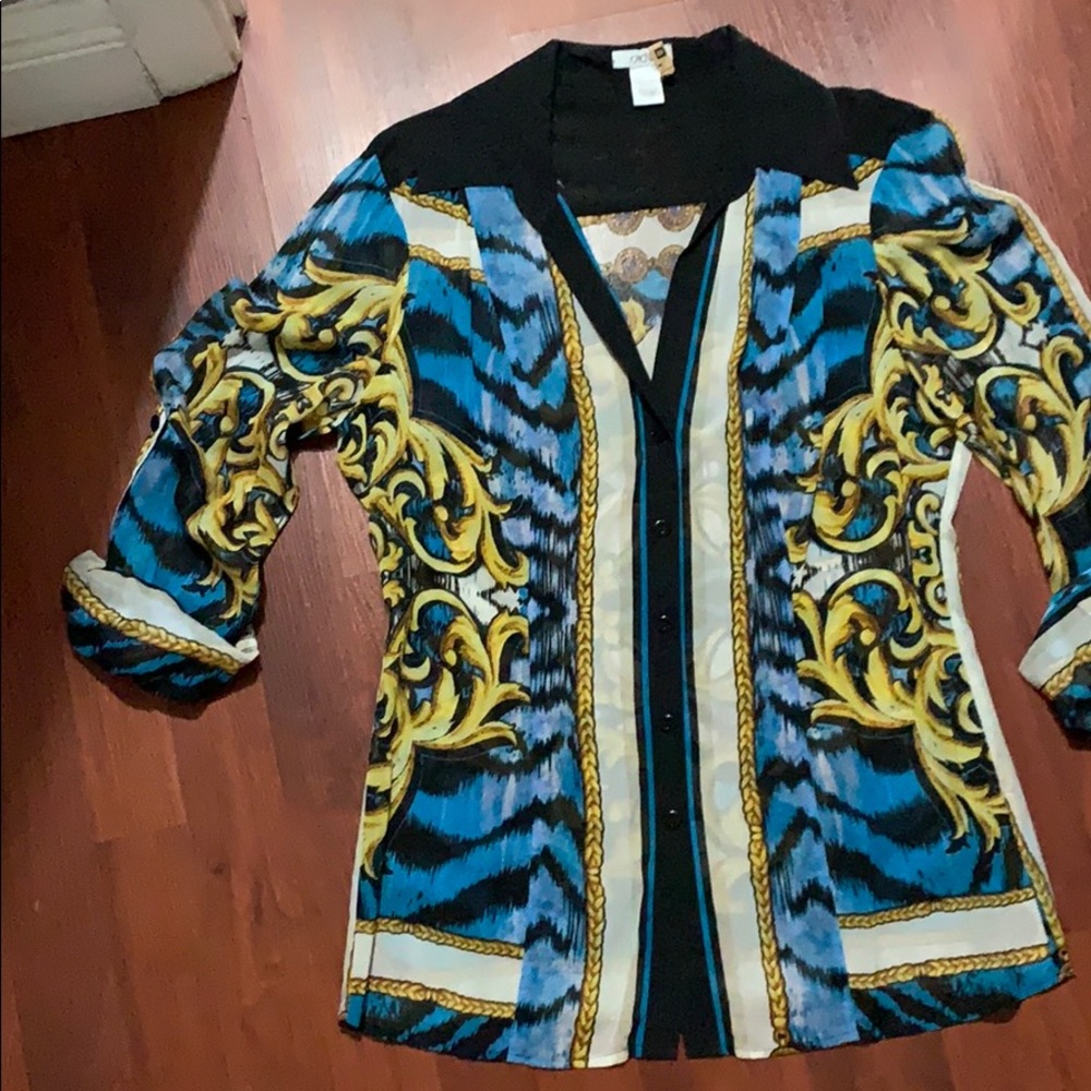 Blue and black blouse